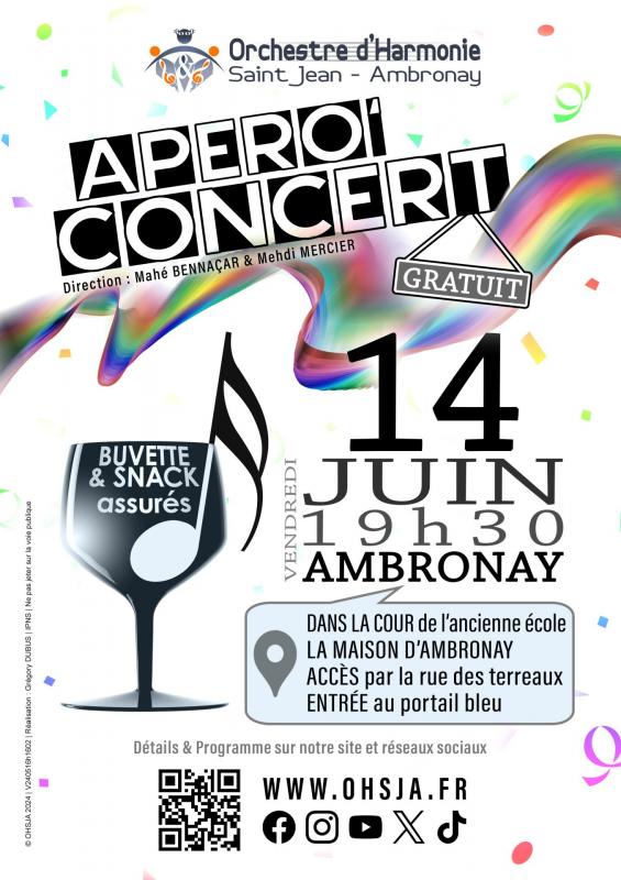 Apéro'Concert de l'OHSJA dans la cour de La Maison d'Ambronay le 14 juin 2024